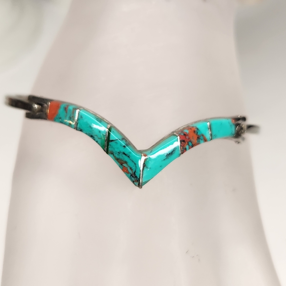 Spiney oyster mexico sterling silver clamp shut bangle bracelet 925 plz read
